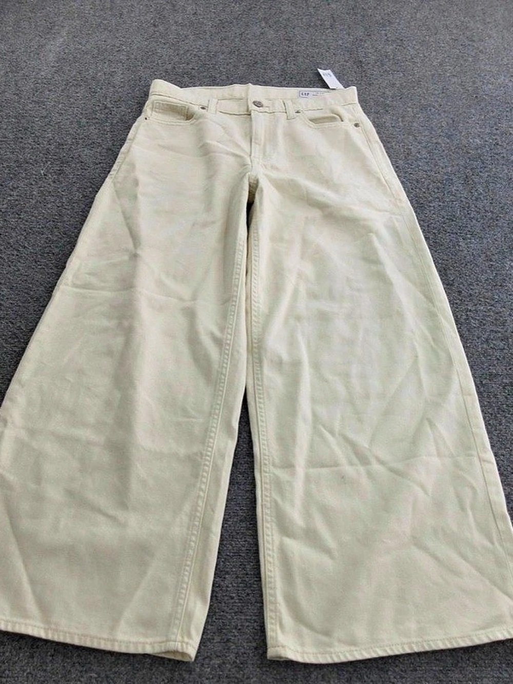 Gap Baggy Mid Rise Jeans Womens 25/0 Petite Ecru Wide Leg Ultrasoft Denim